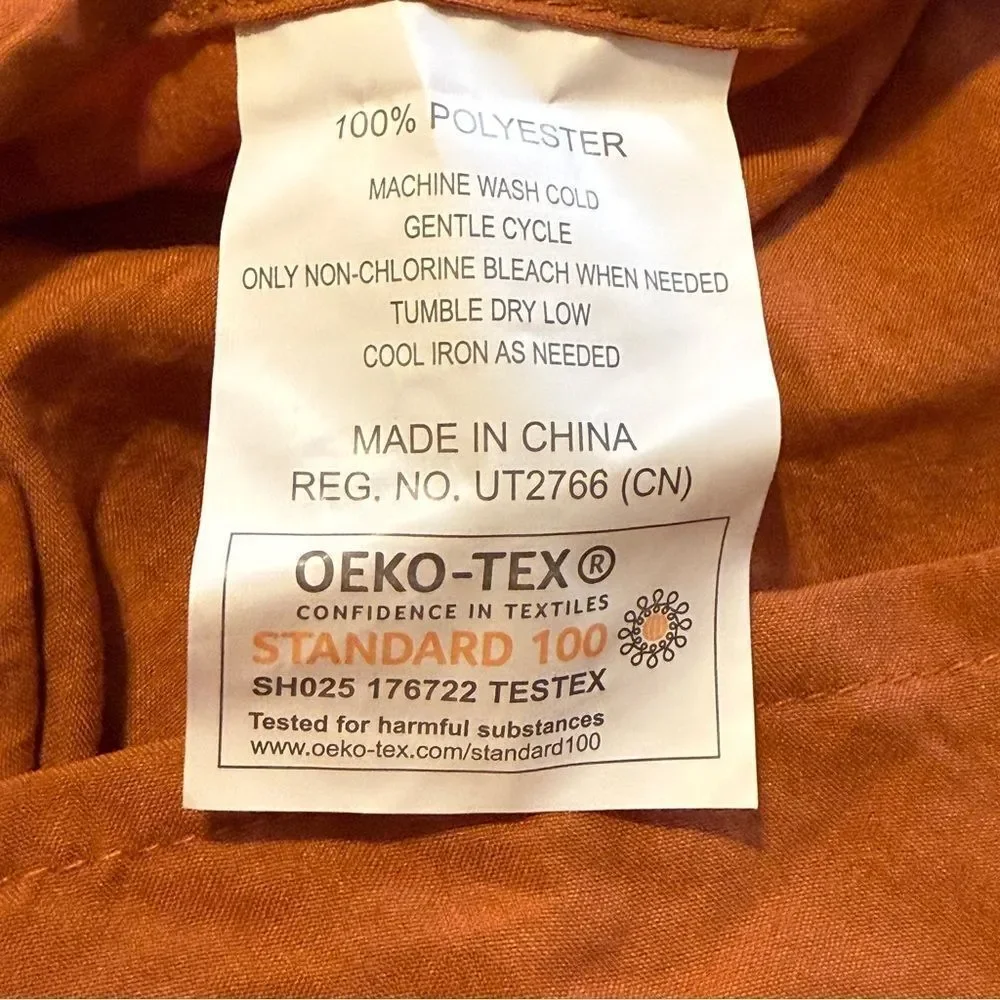 OEKO-TEX Rust Orange Rectangle Pillow Cases  Set of 2  Garment 20” x 24”